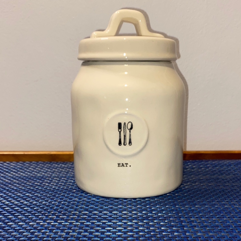 Rae Dunn canister “EAT.”